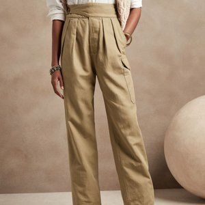 Banana Republic Heritage Explorer Pant Wide Leg Linen/Cotton Khaki Pants